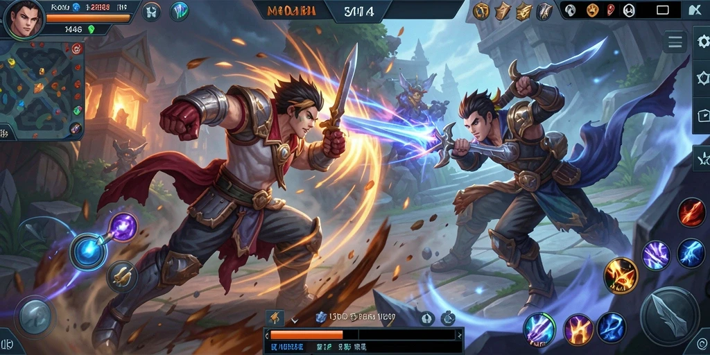 Tampilan gameplay yang seru dalam MOBA 3446.