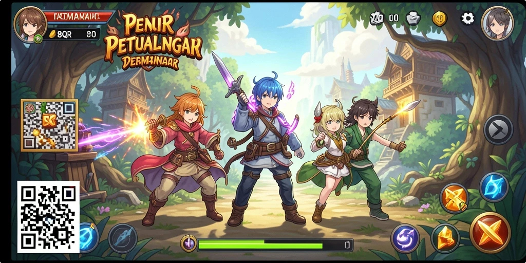 Tampilan gameplay seru dari 8QR dengan karakter Anime.