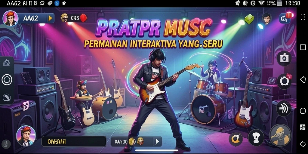 Tampilan gameplay Seru di AA62 dengan musik yang menghibur.