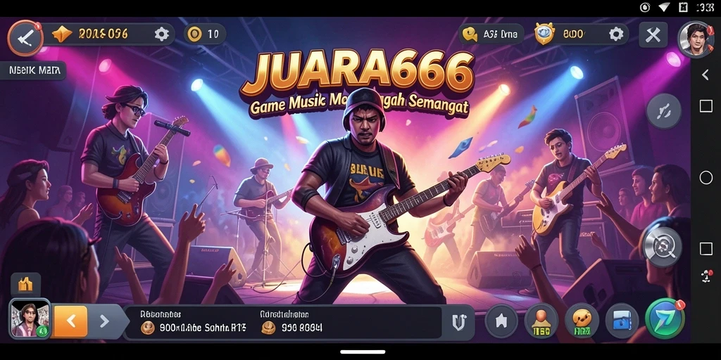 Menampilkan gameplay seru JUARA666 dengan berbagai pilihan lagu musik.