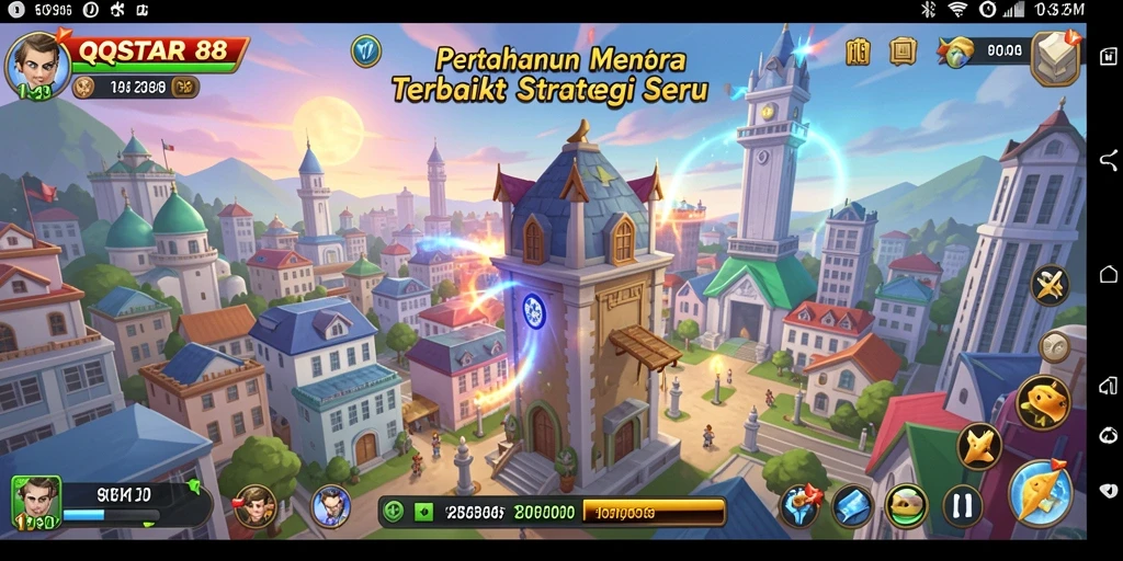 Screenshot gameplay QQSTAR88 menampilkan menara yang siap bertahan dari serangan musuh.