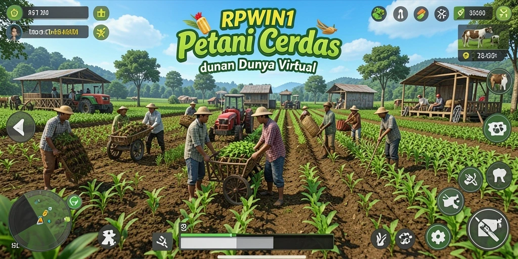Screenshot RPWIN1 menampilkan suasana ladang pertanian yang indah dan gameplay yang seru.