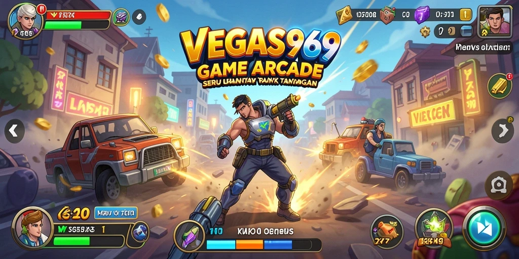 Screenshot utama menunjukkan aksi gameplay seru di VEGAS969.