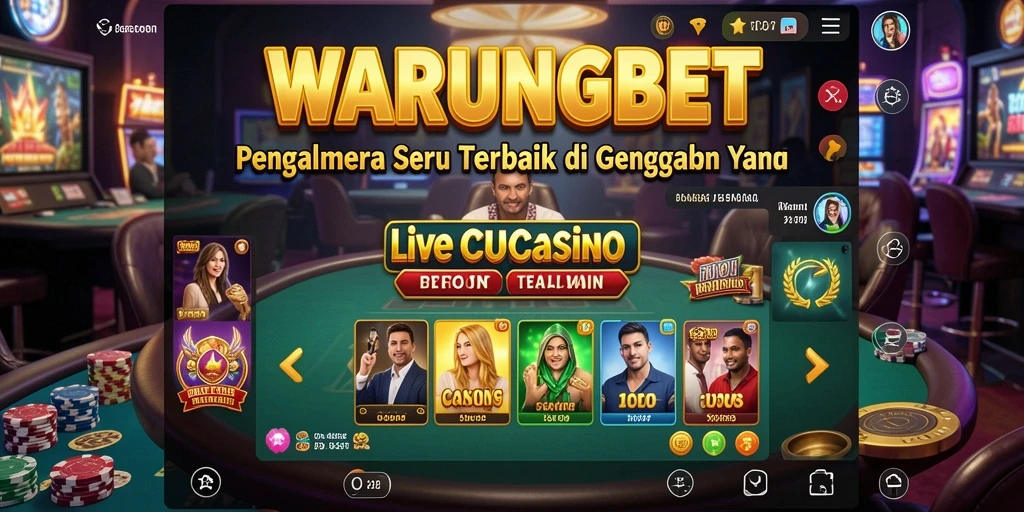 Screenshot gameplay Live Casino dari WARUNGBET yang menampilkan dealer langsung dan interaksi pemain.