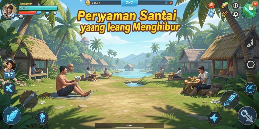 Screenshot gameplay ZK7 yang menampilkan kesenangan bermain santai.